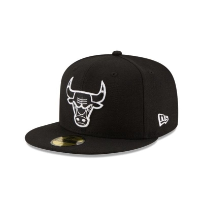 Black Chicago Bulls Hat - New Era NBA 59FIFTY Fitted Caps USA0731629